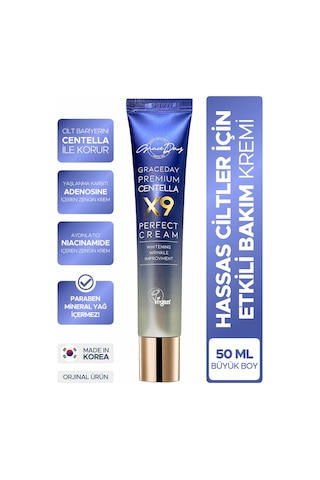 Grace Day Hassas Ciltler İçin Yatışmış Görünüm Sağlayan Centella İçeren Vegan Bakım Kremi x9Centella