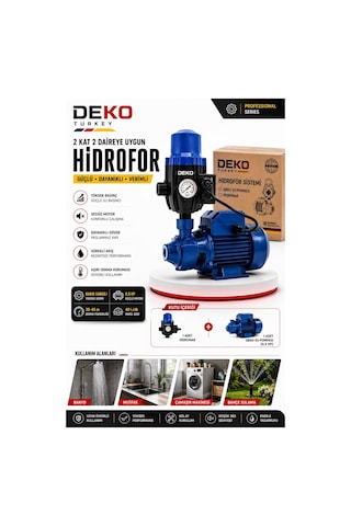 Deko Dkqbset600 0.5 Hp Otomatik Hidrofor Seti 2 Kat 2 Daire Uyumlu Hidromatlı Su Pompası Bakır