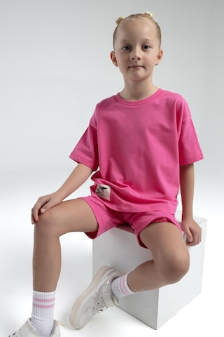 Roly Poly Garson Kız Çocuk %100 Pamuklu Regular Rahat Kesim Kısa Kollu Bermuda Şortlu Pijama Takım Fuşya