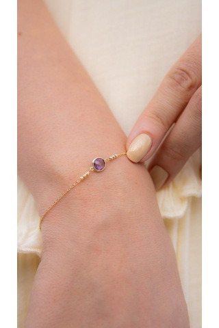 Ametist İnce Bileklik 19 Cm 517688ARP Sarı Altın