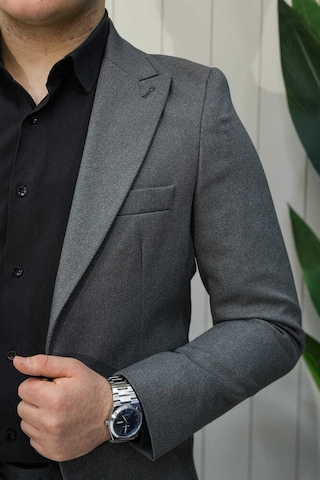 Bys Beystil Sivri Yaka Gri Ceket Simon- Slim Fit