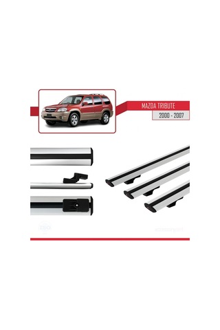 Mazda Tribute 2000-2007 Arası İle Uyumlu Basic Model Ara Atkı Tavan Barı Gri 3 Adet