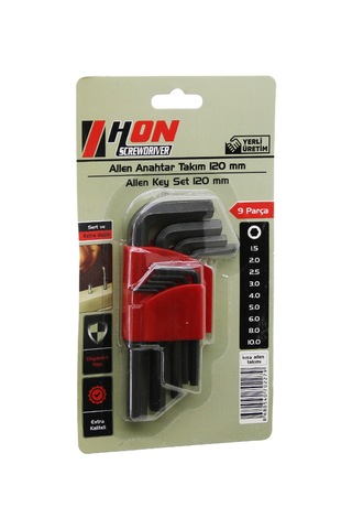 9 Parça Kısa Düz 120mm Alyan Anahtar Takımı Siyah Aklby-bsva58