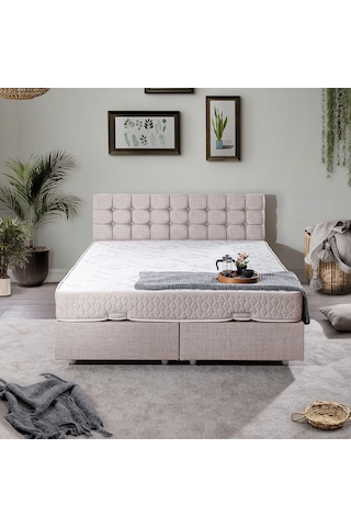 Venedik Çift Kişilik Baza Başlık Letto Yatak Seti - Krem 150 x 200