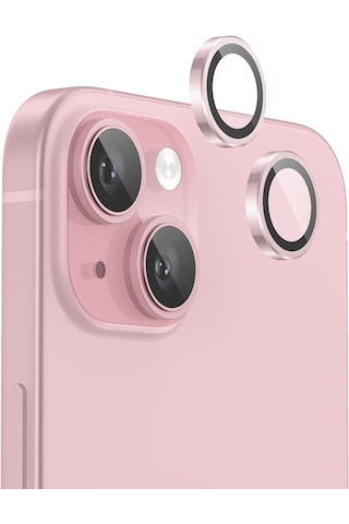 Apple Uyumlu iPhone 15 / 15 Plus Kamera Lens Koruyucu Pembe
