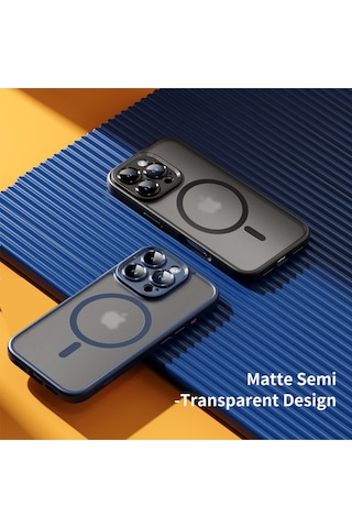 Rock Apple Uyumlu iPhone 16 Anti-drop Lens Korumalı Magsafe Kılıf Titanium Gri Gri