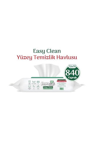 Paddlers Easy Clean Beyaz Sabun Katkılı Yüzey Temizlik Havlusu 12 x 70'li