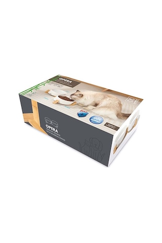 M-pets Opera Bamboo Standlı Seramik Kedi Mama Kabı Beyaz 2x850 Ml 244-51023.02