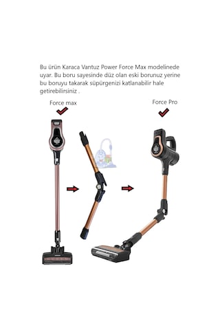 Karaca Vantuz Power Force & Pro Uyumlu Katlanabilir Süpürge Borus