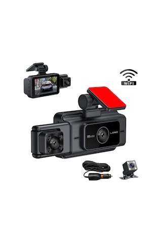 Samdoo G60 Üç Lensli 1080p Gece Görüşlü Wifi Araç Kamerası - Ön, İç, Arka Kayıt Ve İzleme