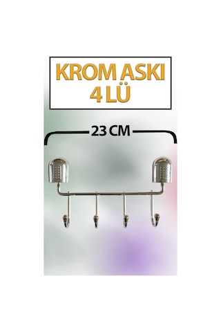 Krom Askı 4 Lü 23 Cm Uzunluğunda Gümüş