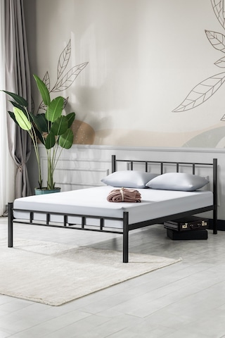 Evgerevgereçleri K90 Siyah Metal Karyola Çift Kişilik Yataksız (512899323)