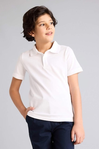 Defacto Regular Fıt Polo Yaka Basıc Düz Pike Kısa Kollu Polo Tişört Erkek Çocuk K1689a626smwt34 Beyaz-wt34