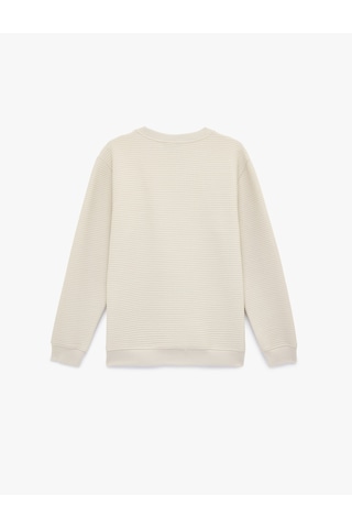 Koton Regular Fit Uzun Kollu Dokulu Bisiklet Yaka Sweatshirt Bej 6sam70010mk Ekru