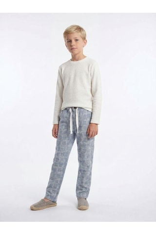 Zekids Erkek Çocuk Tasarım Uzun Kollu T-shirt-17146 Beyaz