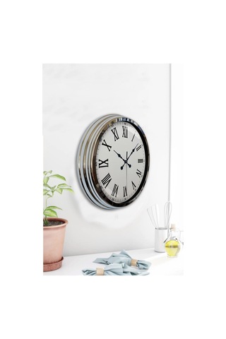 Krom Roma Rakamlı 40 Cm Metal Modern Duvar Saati Diğer