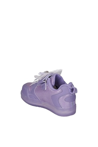 Zacoz Kız Çocuk Simli Kışlık Okul Ayakkabısı İnci Detaylı Kurdeleli Işıklı Sneaker Mor