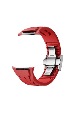 Apple Uyumlu Watch 7 8 Se 45mm Krd-127 Metal Tokalı Uzunluk Ayarlı Silikon Kordon
