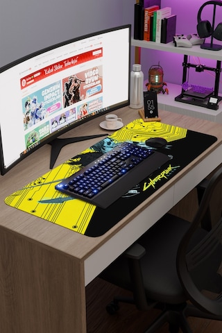 Cyberpunk 2077 Kaymaz Dikişli Kauçuk Oyuncu Mousepad V4 - 90x40 Xxl Gaming Mouse Pad Fare Altlığı