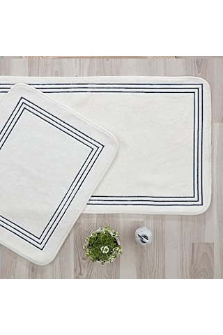 Çizgi Nakışlı 2 Li 60 X 100 Cm Banyo Paspas Set Indigo Diğer