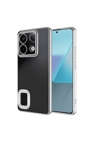 Xiaomi Redmi Note 13 Pro 4g Kılıf Kamera Korumalı Logo Gösteren Zore Omega Kapak Gümüş