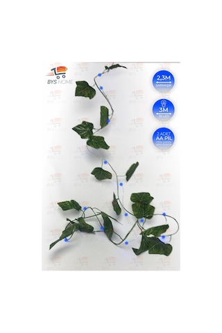 Dekoratif Yeşil Yapraklı 230 Cm Yapay Sarmaşık Ve 300 Cm Peri Led Pembe Renk - Mavi Mavi