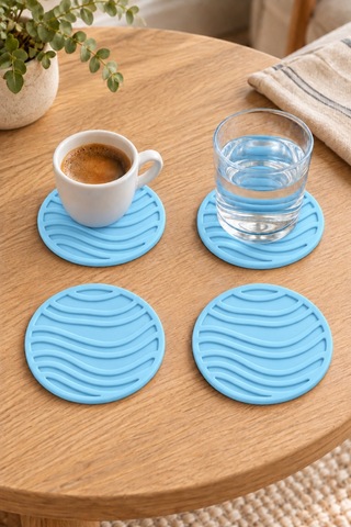 Rıpple Mini Dalga %100 Silikon Bardak Altlığı 8 Cm 4'lü Set Miner Çok Renkli