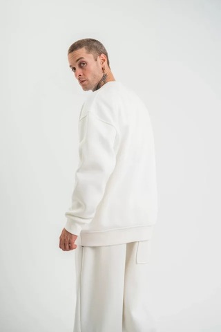Suma Uzun Kol Bisiklet Yaka Basic Sweatshirt - Beyaz