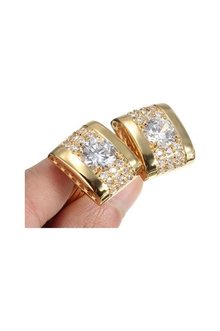 Suntek Dikdörtgen Erkek Kristal Pirinç Gömlek Kol Düğmeleri Altın