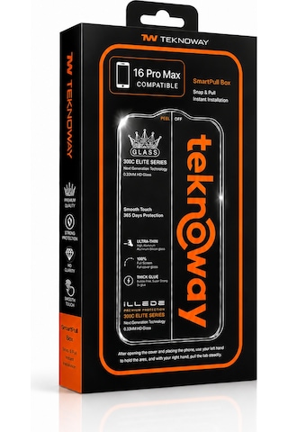 Teknoway İllede Apple Uyumlu iPhone 16 Pro Max Ekran Koruyucu Tam Kaplama Şeffaf