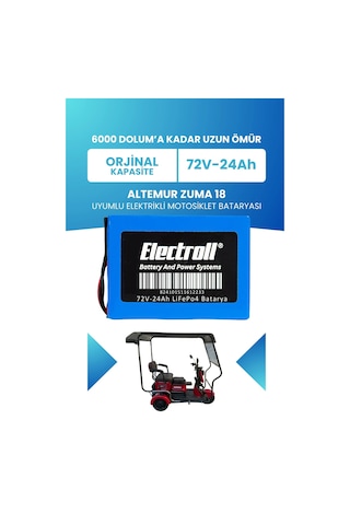 Altemur Zuma 18 Batarya Standart Kapasite Lifepo4 72v 24ah Elektrikli Motosiklet Bataryası