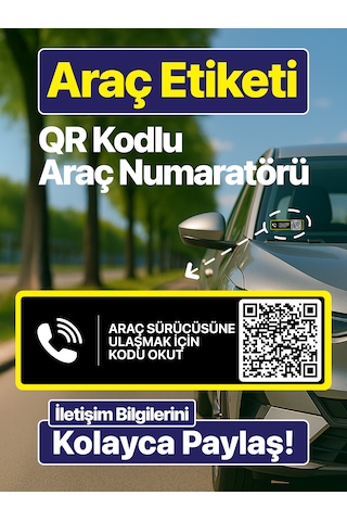 Numarasız Numaratör - Qr Kodlu Araç Numaratörü - Araç İçi Park Telefon Numarası Yatay Etiket 001