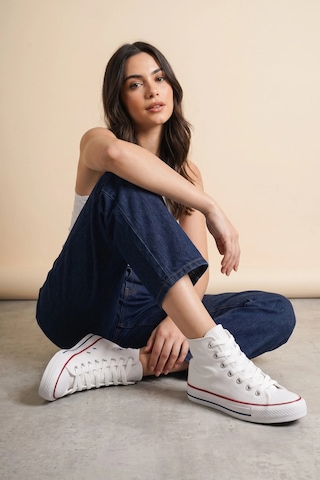 In Step Lena Beyaz Kanvas Bağcıklı Bilekli Kadın Converse