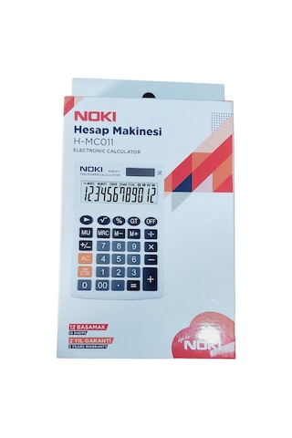 Masaüstü Hesap Makinesi 11x17 Cm 12 Basamaklı Orta Boy Güneş Enerjili 2 Yıl Garantili Beyaz Çok Renkli