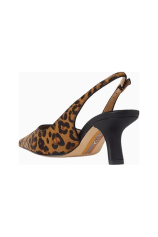 Sam Edelman Bianka 60 Leopar Desenli Deri, Sivri Burun Ayarlanabilir Bantlı Kadın Slingback Topuklu Kahverengi