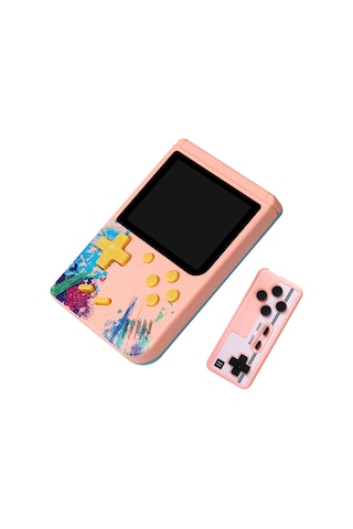 Vkemall G50 El Tipi Oyun Konsolu 3.0 İnç Renkli Ekran 500 Eski Oyun Av Bağlantısı Desteği Kumanda İle Pembe