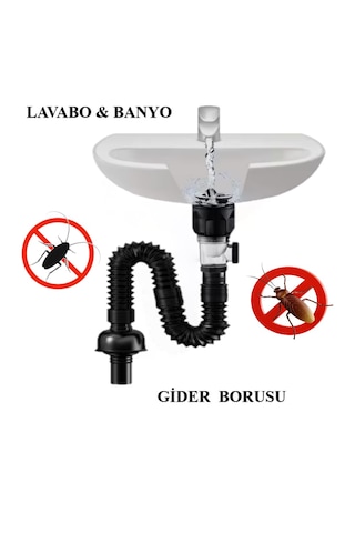 Koku Haşere Önleyici Banyo Lavabo Gider Borusu, Genişletilebilir Standart Banyo Ve Lavaboları İçin
