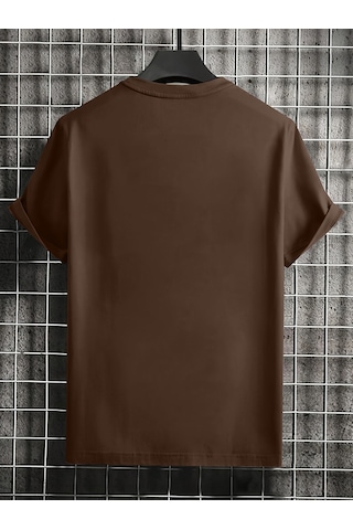 Unisex Think Outside The Box Baskılı Oversize Tshirt Kahverengi