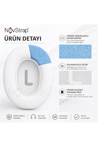 Novstrap Jbl Tune 700bt 710bt 720bt 750btnc 760nc 770nc İle Uyumlu Yedek Kulaklık Pedi Süngeri + Kafa Bandı Seti Beyaz