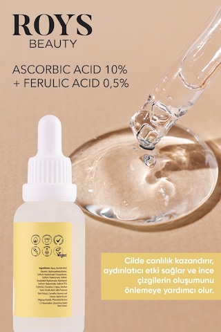 Roys Beauty Aydınlatıcı ve Renk Tonu Eşitleyici Vitamin C Serum 30 ML