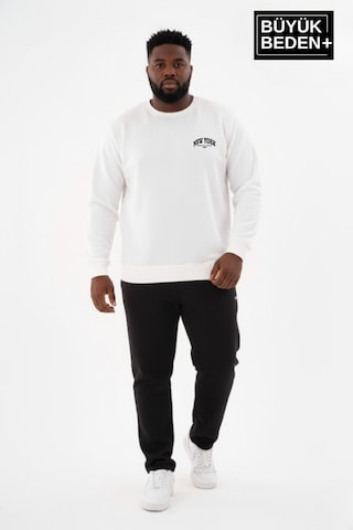 Süperlife Erkek Büyük Beden New York Baskılı Bisilet Yaka İnce Sweatshirt Spr26bsw956-5 Ekru