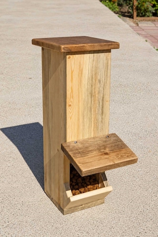 Reyo Narım Kedi Mama İstasyonu Ahşap Su Geçirmez İç Ve Dış Mekan Mama Standı 50x20x20 Cm