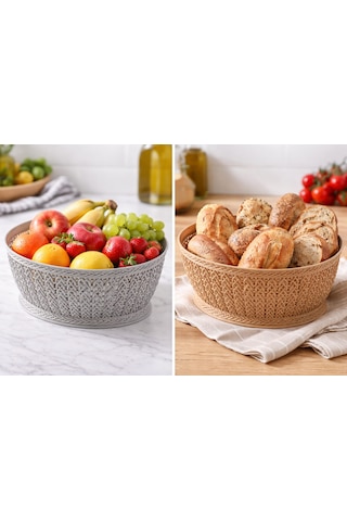 Yuvarlak Örgü Sepet 3,5 Lt Round Knitting Basket 3,5 L Kahverengi