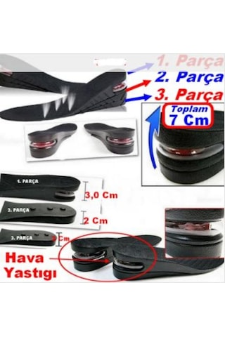 Hava Yastıklı Tam Boy Tabanlık Gizli Topuk Uzatıcı 7 CM
