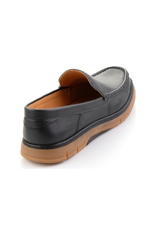 Siyah Hakiki Deri Erkek Casual Ayakkabı E01076380543 Siyah