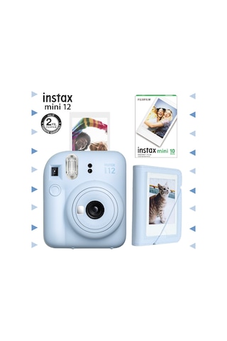 Fujifilm Instax Mini 12 Fotoğraf Makinesi + 10'lu Film + Mini Albüm Seti Mavi