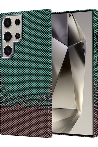 Galaxy S24 Ultra Uyumlu Kılıf Magsafe Şarj Özellikli Karbon Fiber Görünümlü Zore Nekst Kapak - Yeşil Yeşil