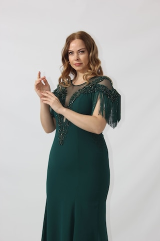 Moda Berray 80099 İşlemeli Püsküllü Büyük Beden Uzun Abiye Siyah
