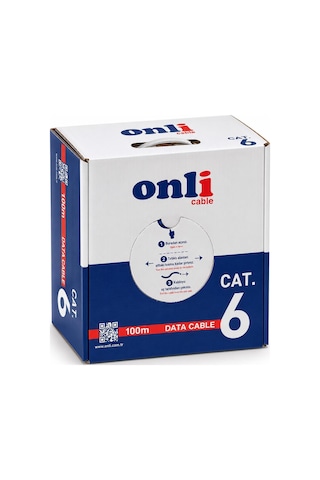 Onli Cat6 Ethernet Kablosu 100 Metre 250 Mhz Gri Data Kablosu
