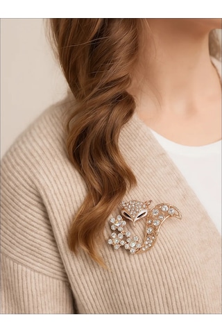 Queen Fair Taşlı "tilki" Broş 170211123 Beyaz